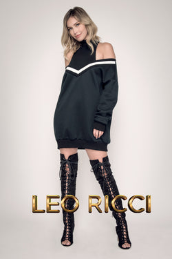 Black Mini Sweater Dress: Sexy Halter Turtleneck Dress