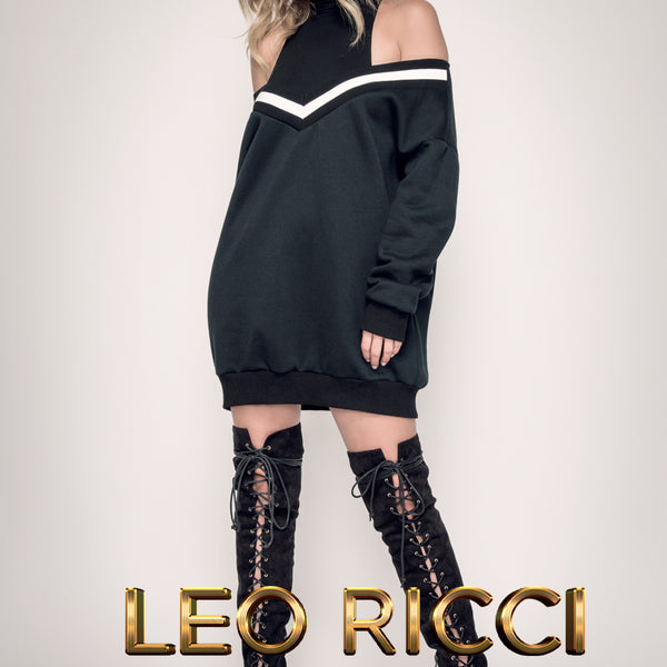 ワンピース Leo hoodie set dress black Black cosy hoodie-dress - Lace To Love