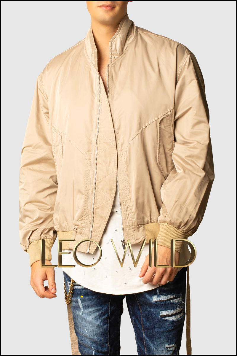 Camel Designer Bomber Jacket for Men - Cool bomber jacket for Men - Khaki Military Jacket for Men - Top Gun Jacket - Beige Satin Bomber Designer Jacket - High End Jacket for Men - Oversized Bomber Jacket for Men - Cool Stylish Menswear Online - Jackets for Men - Streetwear Jackets for Men - Hot Jackets for Men 