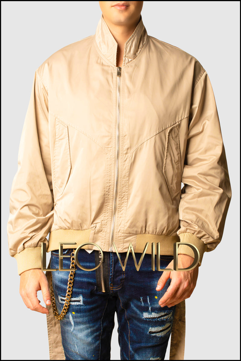 Camel Designer Bomber Jacket for Men - Cool bomber jacket for Men - Khaki Military Jacket for Men - Top Gun Jacket - Beige Satin Bomber Designer Jacket - High End Jacket for Men - Oversized Bomber Jacket for Men - Cool Stylish Menswear Online - Jackets for Men - Streetwear Jackets for Men - Hot Jackets for Men 