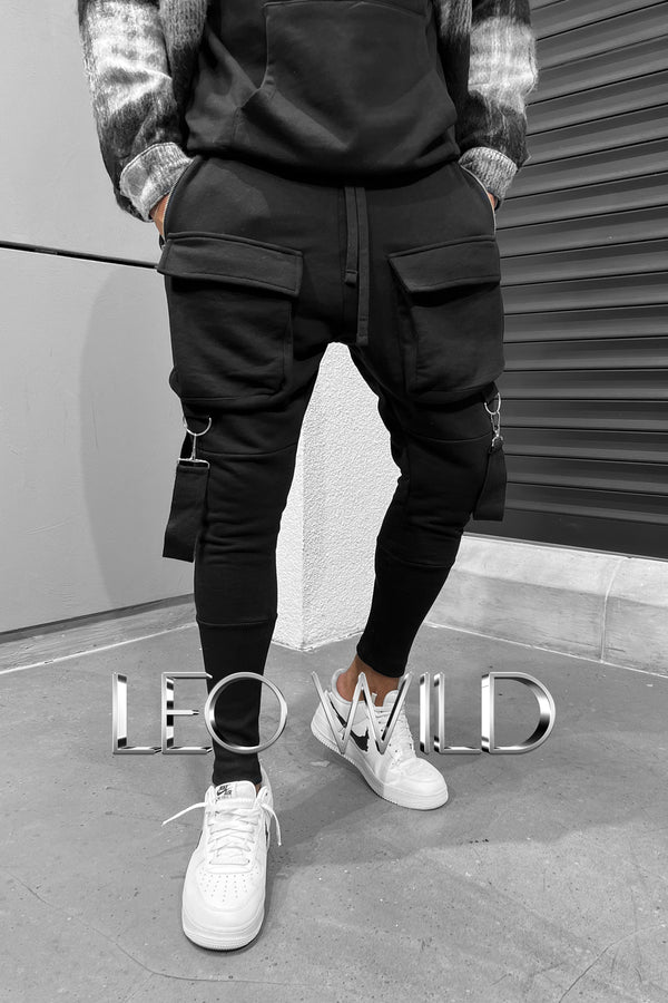 Men's Streetwear Joggers: Black Cargo Pants for Men