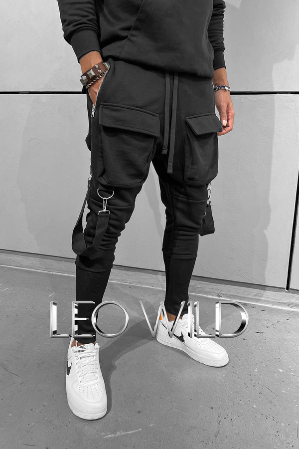 Men's Streetwear Joggers: Black Cargo Pants for Men