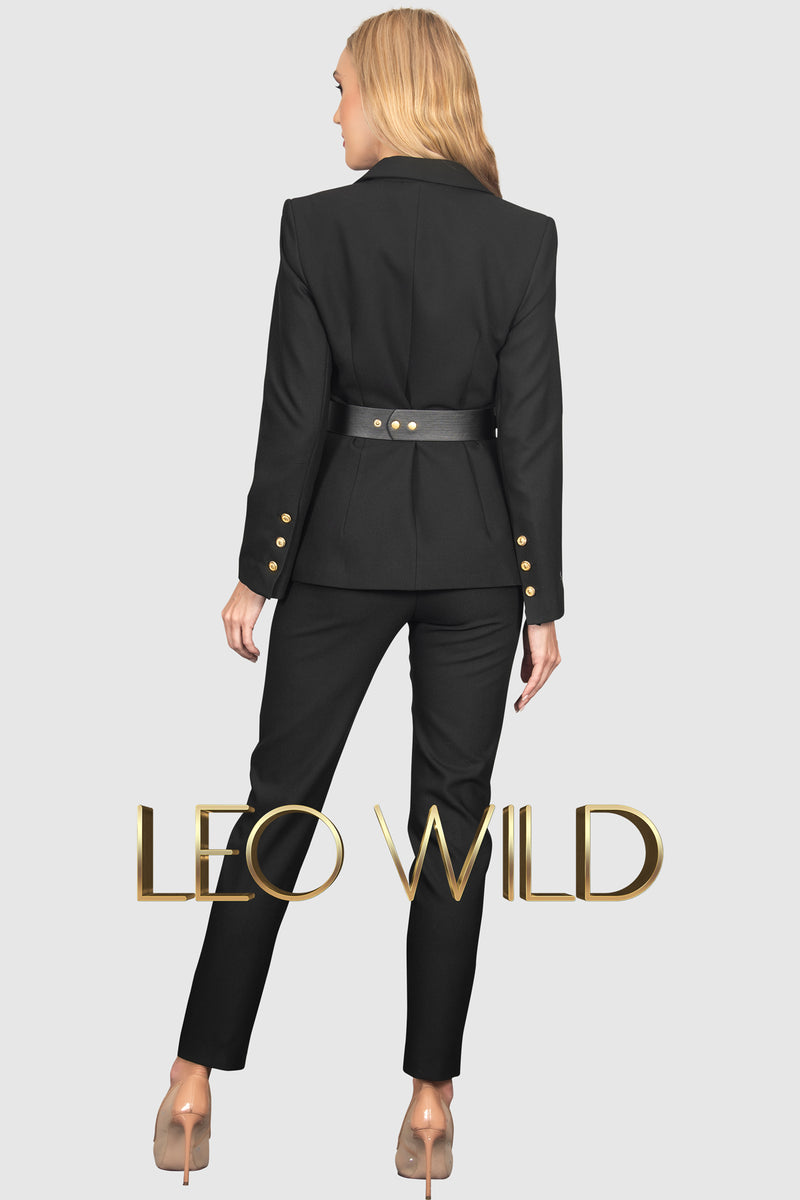 Black Two-Piece Power Pants Suit