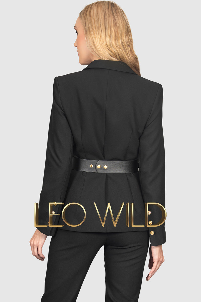 Black Two-Piece Power Pants Suit