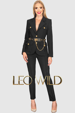 Black Two-Piece Power Pants Suit