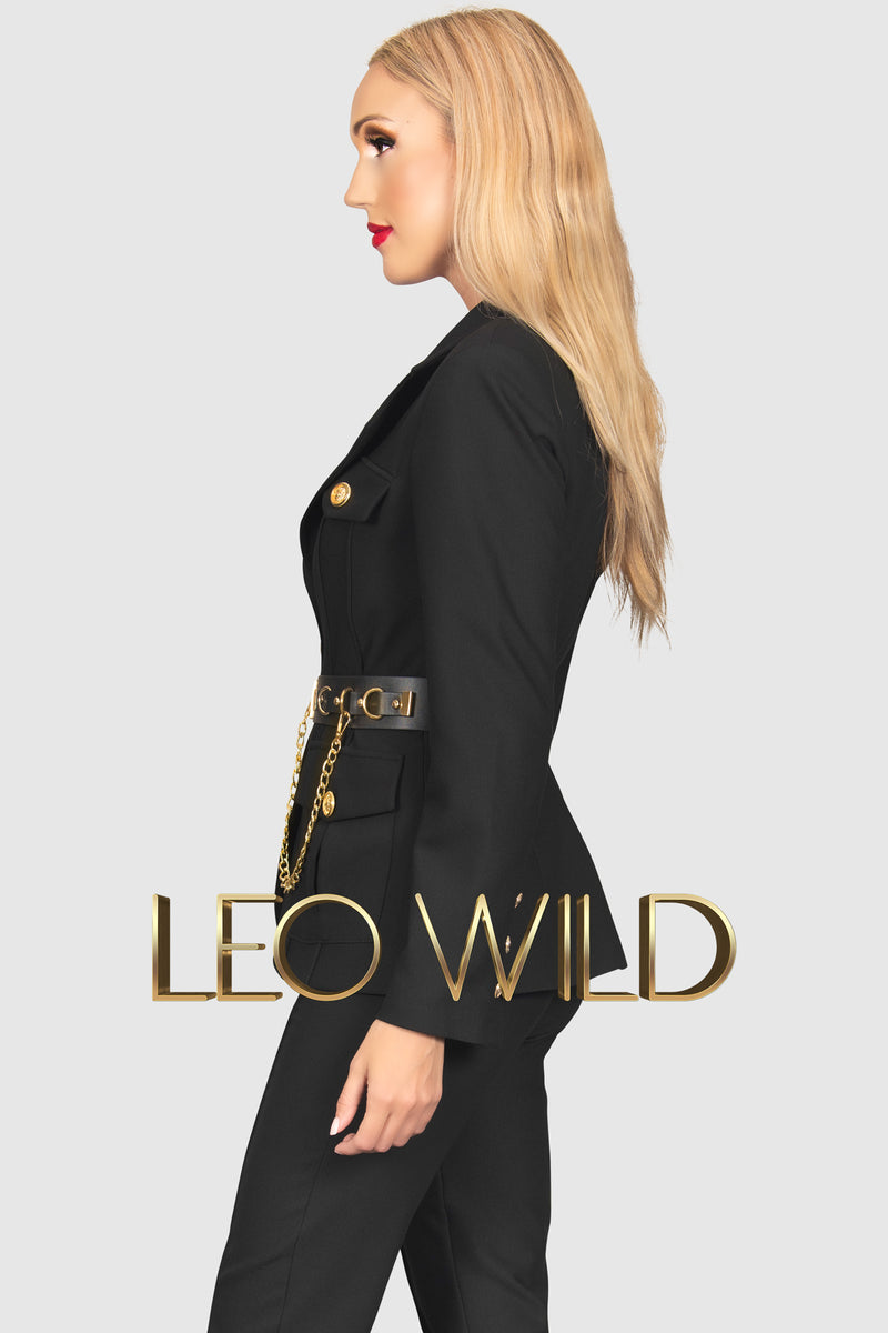 Black Two-Piece Power Pants Suit