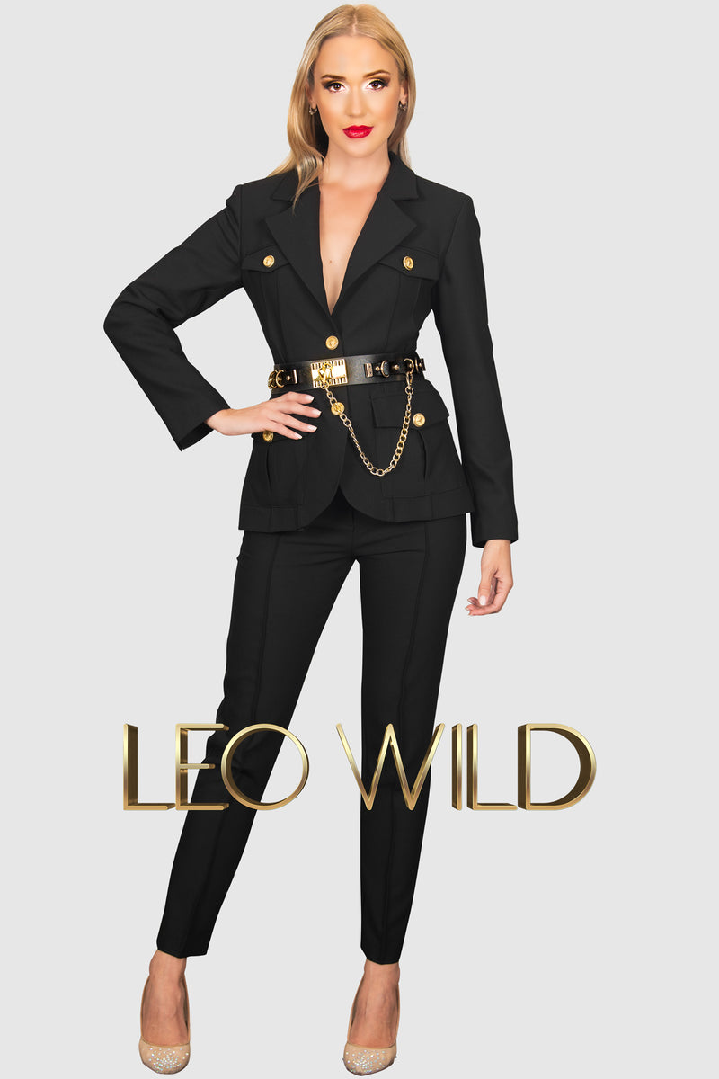 Black Two-Piece Power Pants Suit