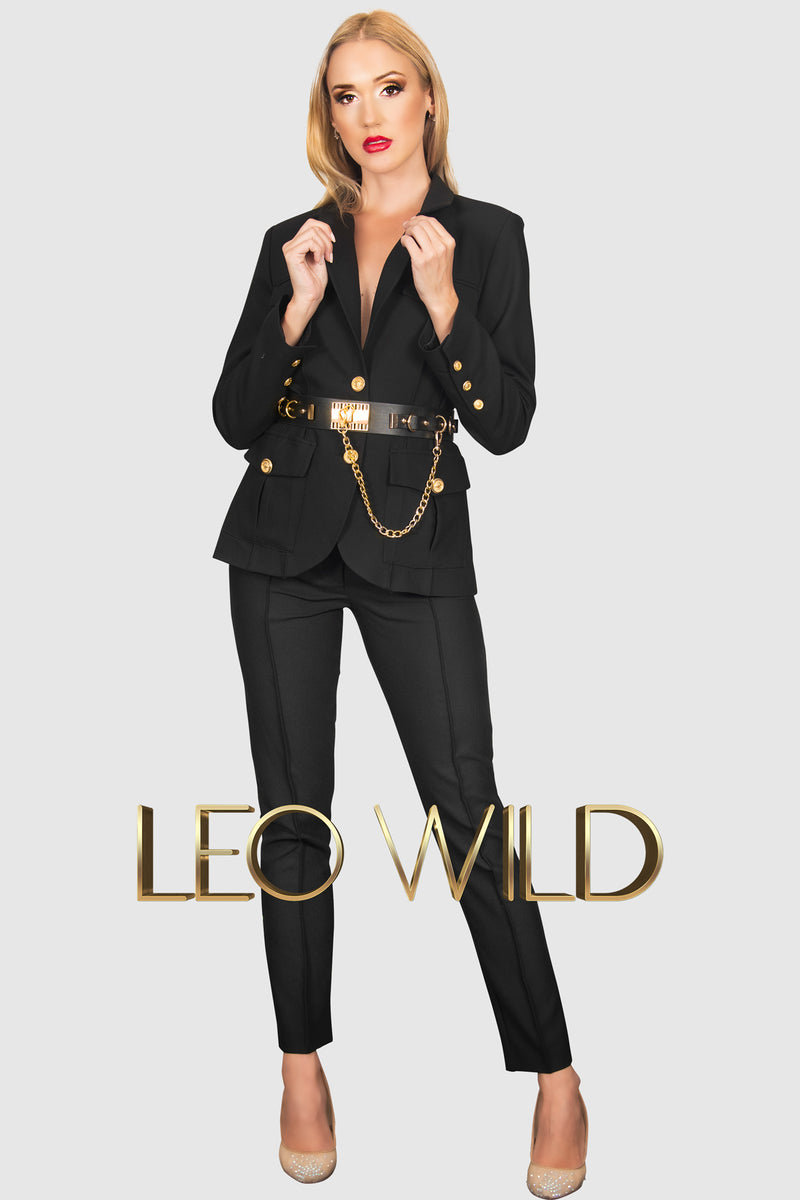 Black Two-Piece Power Pants Suit