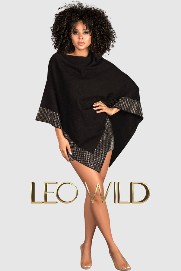 Rhinestone Shawl Wrap: Elegant Wool Cape Poncho for Wedding