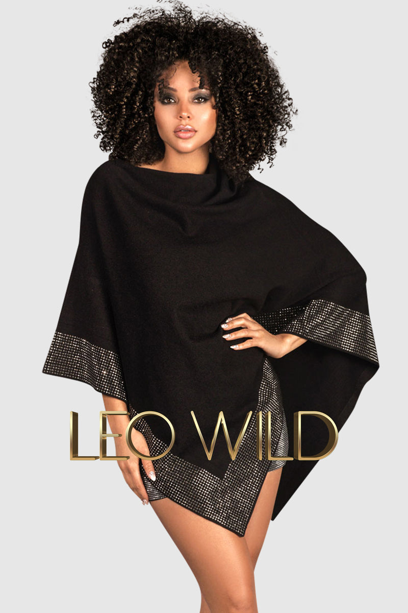 Rhinestone Shawl Wrap: Elegant Wool Cape Poncho for Wedding