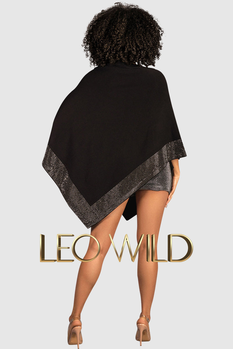 Rhinestone Shawl Wrap: Elegant Wool Cape Poncho for Wedding