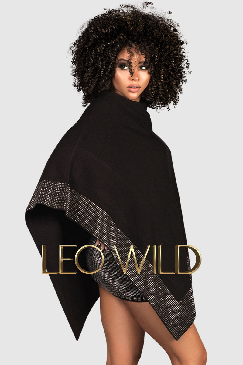 Rhinestone Shawl Wrap: Elegant Wool Cape Poncho for Wedding