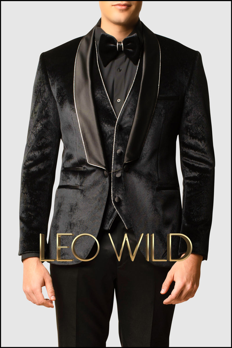 Men's Suit: Black Velvet 3 Pcs Luxury Tuxedo for Men