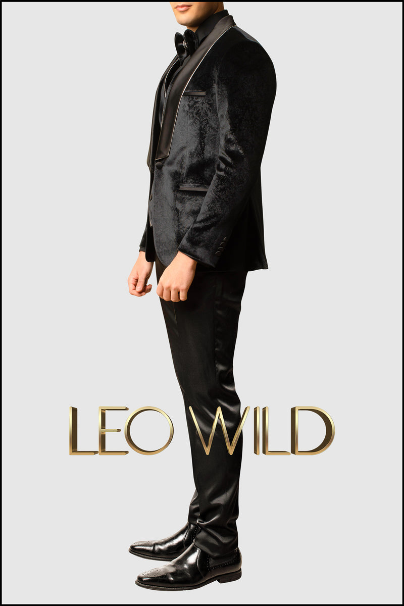 Men's Suit: Black Velvet 3 Pcs Luxury Tuxedo for Men