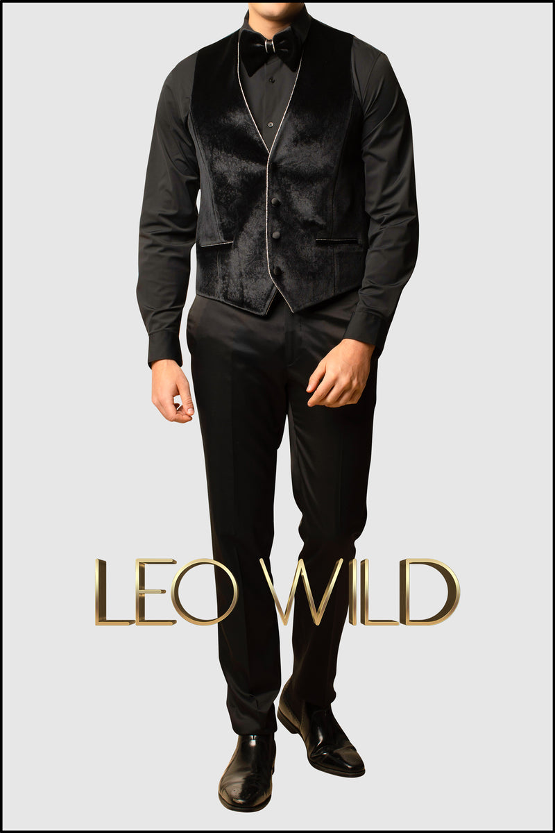 Men's Suit: Black Velvet 3 Pcs Luxury Tuxedo for Men