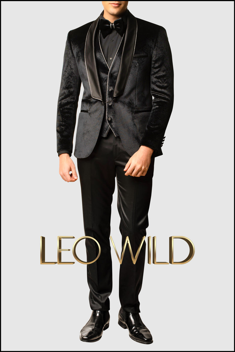 Men's Suit: Black Velvet 3 Pcs Luxury Tuxedo for Men