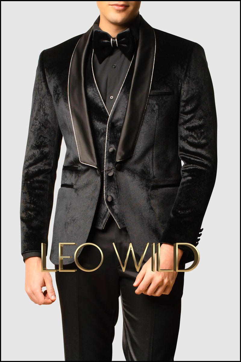 Men's Suit: Black Velvet 3 Pcs Luxury Tuxedo for Men