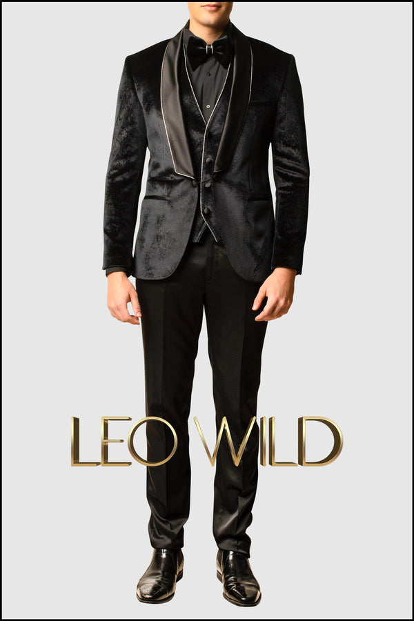 Men's Suit: Black Velvet 3 Pcs Luxury Tuxedo for Men