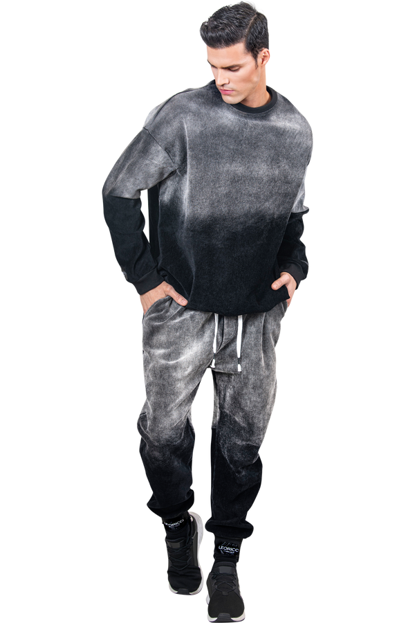 Men's Designer Tracksuit | Black & Gray Tie Dye Streetwear Tracksuit for Men-Men's Gym Clothing-Men's Designer Tracksuit | Black & Gray Tie Dye Streetwear Tracksuit for Men | LEO WILD™-LEO WILD™ | Designer Clothing Boutique Online