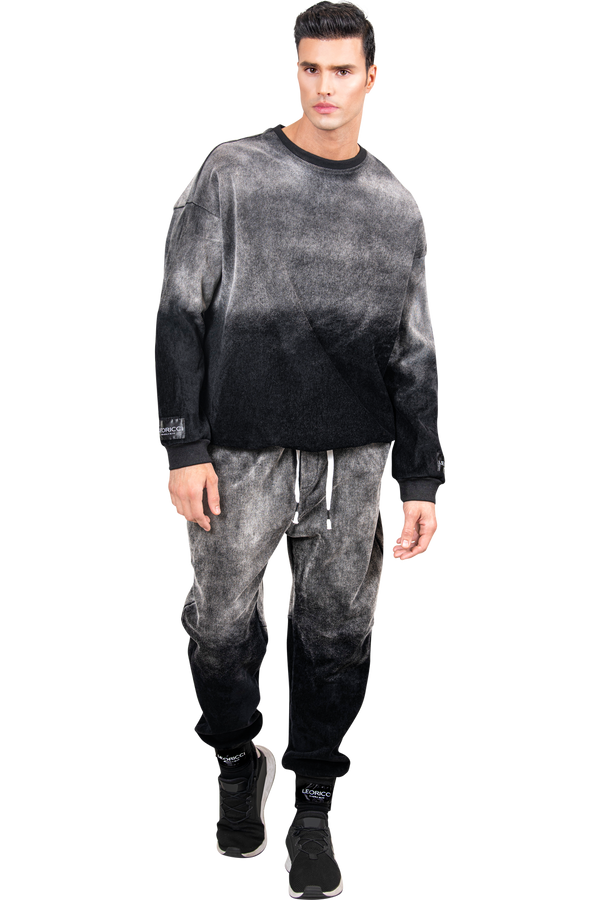 Men's Designer Tracksuit | Black & Gray Tie Dye Streetwear Tracksuit for Men-Men's Gym Clothing-Men's Designer Tracksuit | Black & Gray Tie Dye Streetwear Tracksuit for Men | LEO WILD™-LEO WILD™ | Designer Clothing Boutique Online