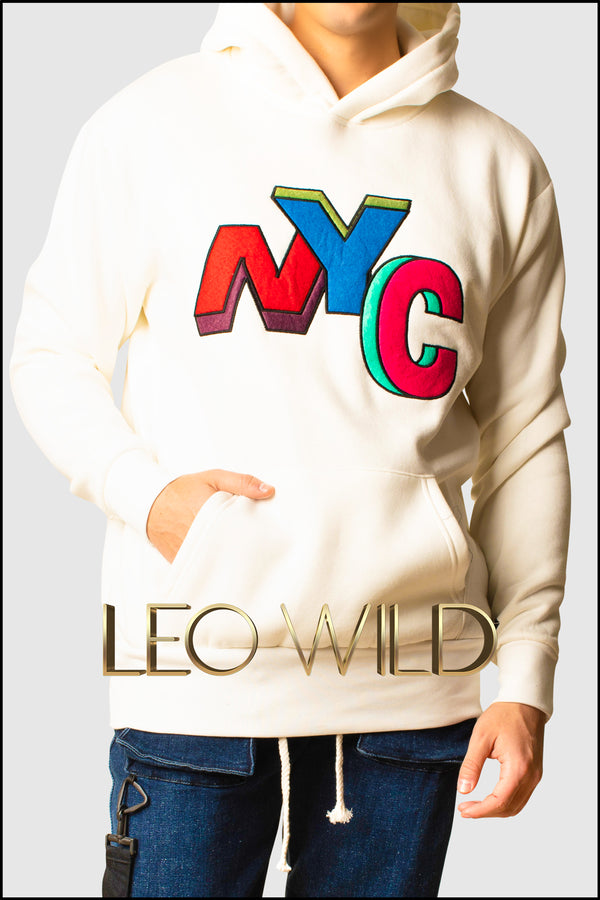 Men's NYC Hoodie: White Oversized Pullover for Men